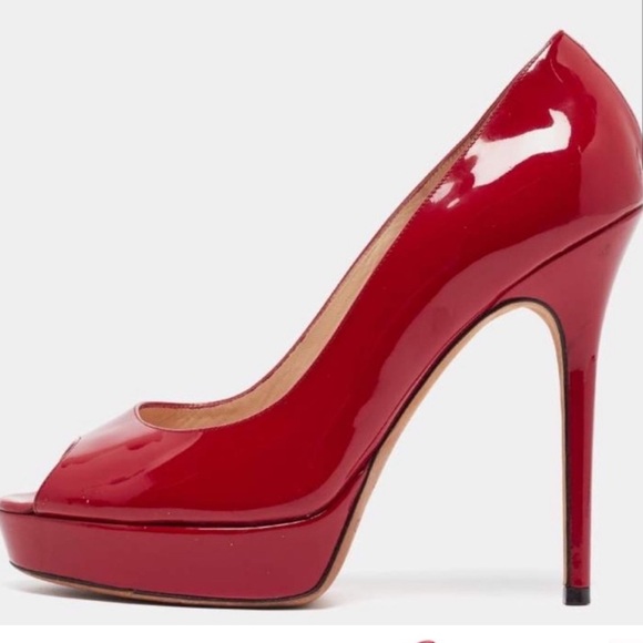 Jimmy Choo Shoes - Jimmy Choo Luna red patent peep toe heels 37/7